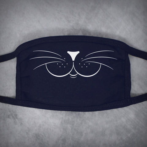 Cat Face – Adult Size Face Mask – Dark Navy
