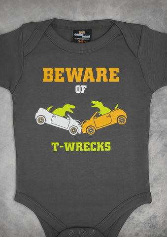Beware of T-wrecks – Baby Charcoal Gray Onepiece & T-shirt