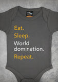 Eat Sleep World Domination Repeat – Baby Charcoal Gray Onepiece & T-shirt