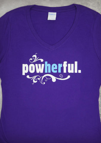 Powherful – Women's Purple V-neck T-shirt