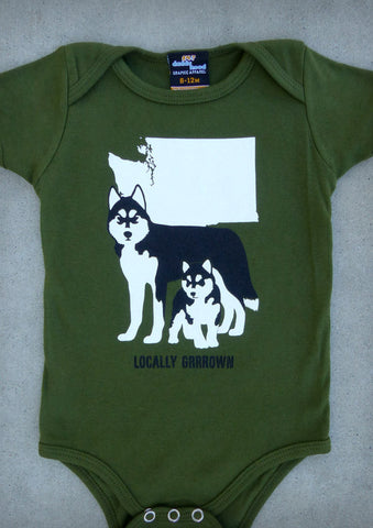 Locally Grrrown – Washington Baby Olive Green Onepiece & T-shirt