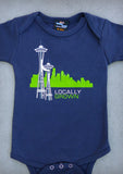 Locally Grown – Seattle Washington Navy Blue Onepiece & T-shirt