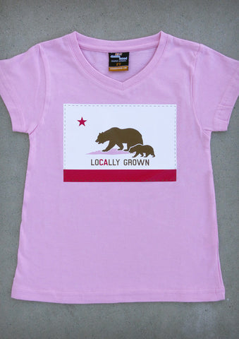 Locally Grown – California Youth Girl Pink V-neck & Crew Neck T-shirt