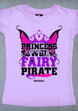 Princess Cowgirl Fairy Pirate – Youth Girl Pink Crew Neck T-shirt