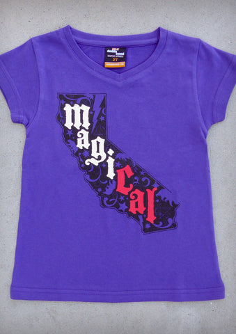 MagiCAL – California Youth Girl Purple V-neck T-shirt