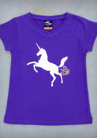 Unicorn – Youth Girl Purple V-neck T-shirt