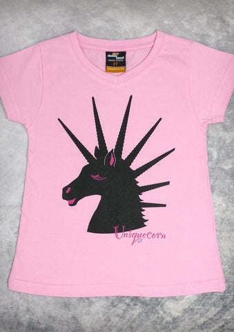 Uniquecorn – Youth Girl Pink V-neck T-shirt