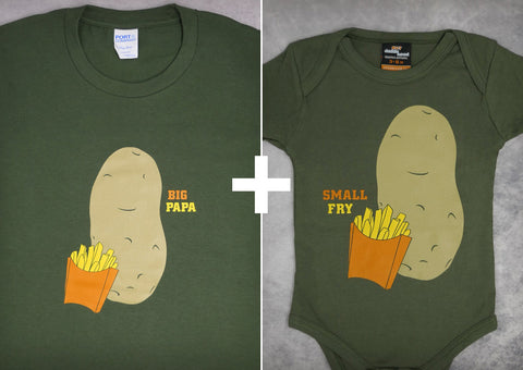 Small Fry & Big Papa Gift Set – Men's Daddy T-shirt + Baby Onepiece/T-shirt