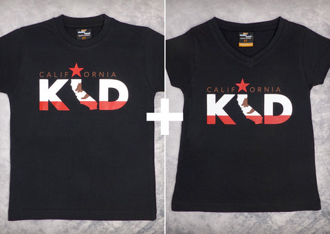 California Kid Gift Set – California Youth Boy Black T-shirt + Youth Girl Black V-neck